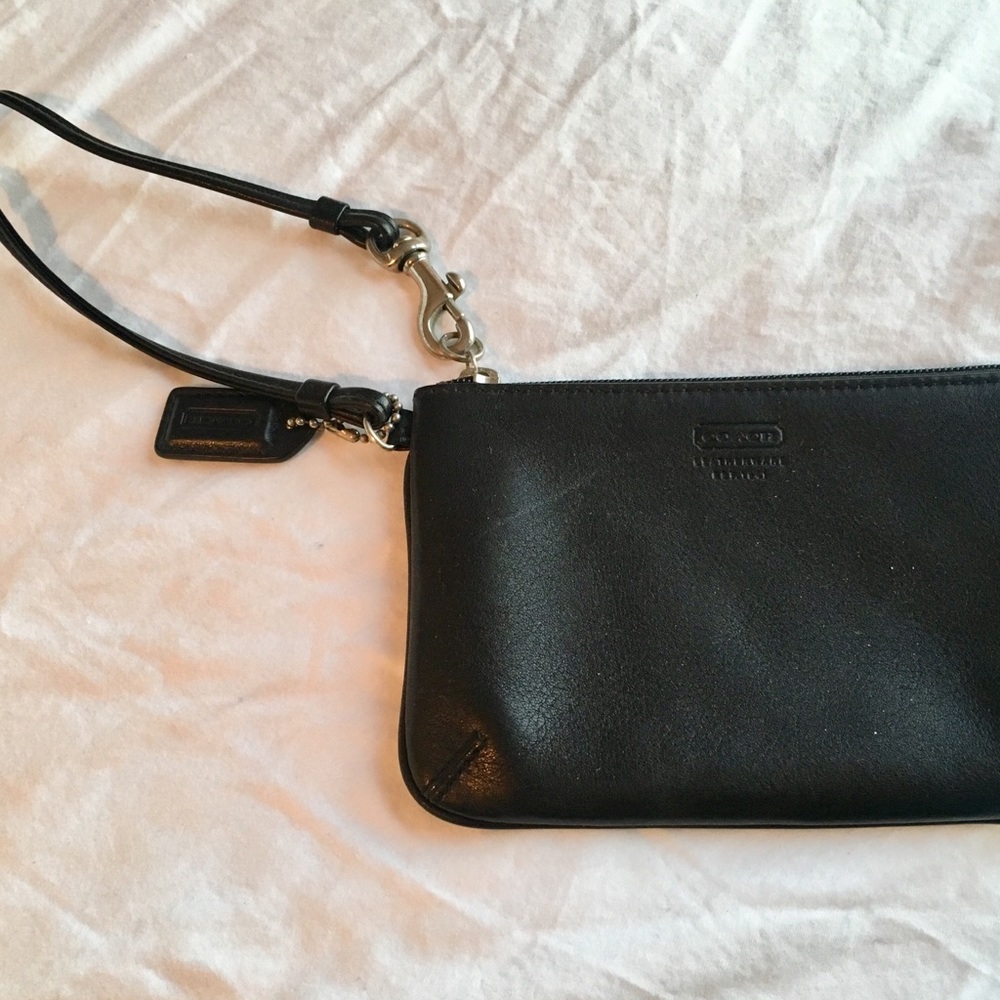 Black Leather Coach Wristlet